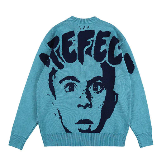 Oversized Round Neck Knit Sweater for Men