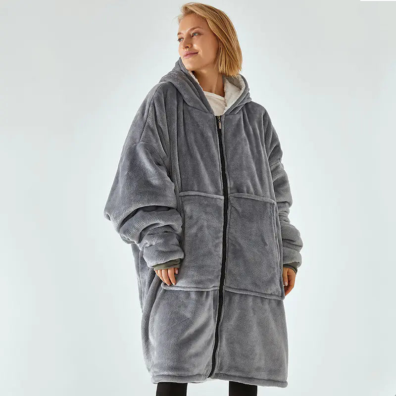 Amazon Thick Cozy Blanket with Hooded Robe for Comfort