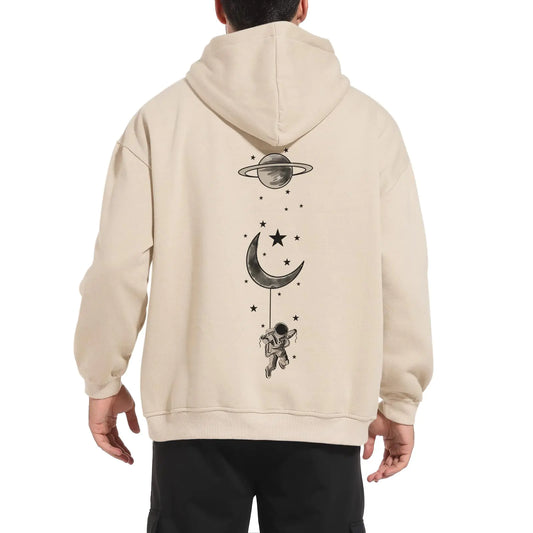 Mens Moon Graphic Oversized Hoodies Planet Hooded Sweatshirt