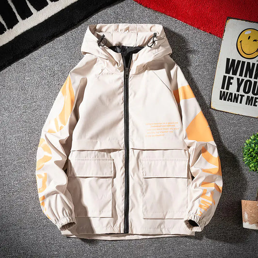 Hip Hop Floral Work Jacket for Men - Trendy Oversized Style