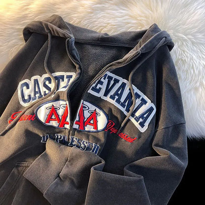 2023 Embroidered Letter Print Oversized Hoodie for Men