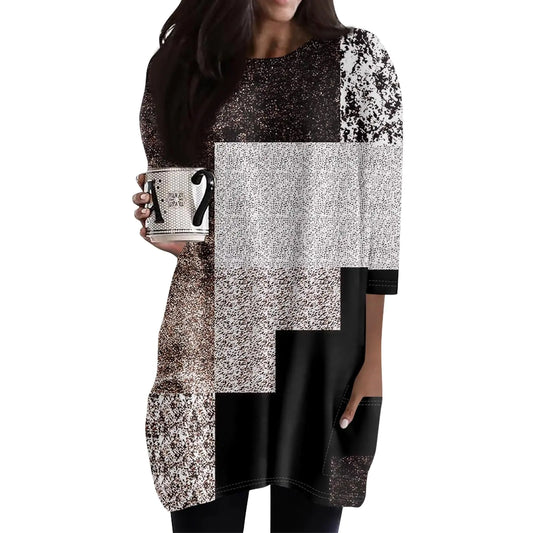 Womens Casual Summer Tops for Women Trendy 3/4 Length Sleeve Shirts