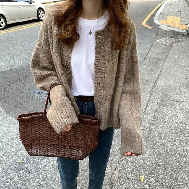Elegant Vintage Knit Cardigan for Women - Autumn Fashion