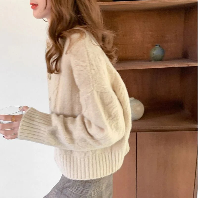 Elegant Vintage Knit Cardigan for Women - Autumn Fashion