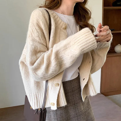 Elegant Vintage Knit Cardigan for Women - Autumn Fashion