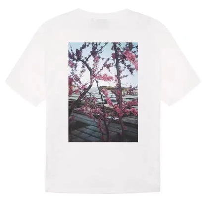 Double Line Floral Print Couple Graphic T-Shirts