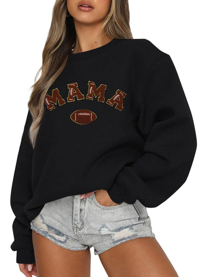 Sweatshirt Women Embroider Oversized Long Sleeve