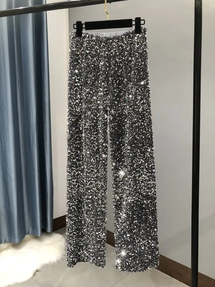 Sequined Wide Leg Pants for Women