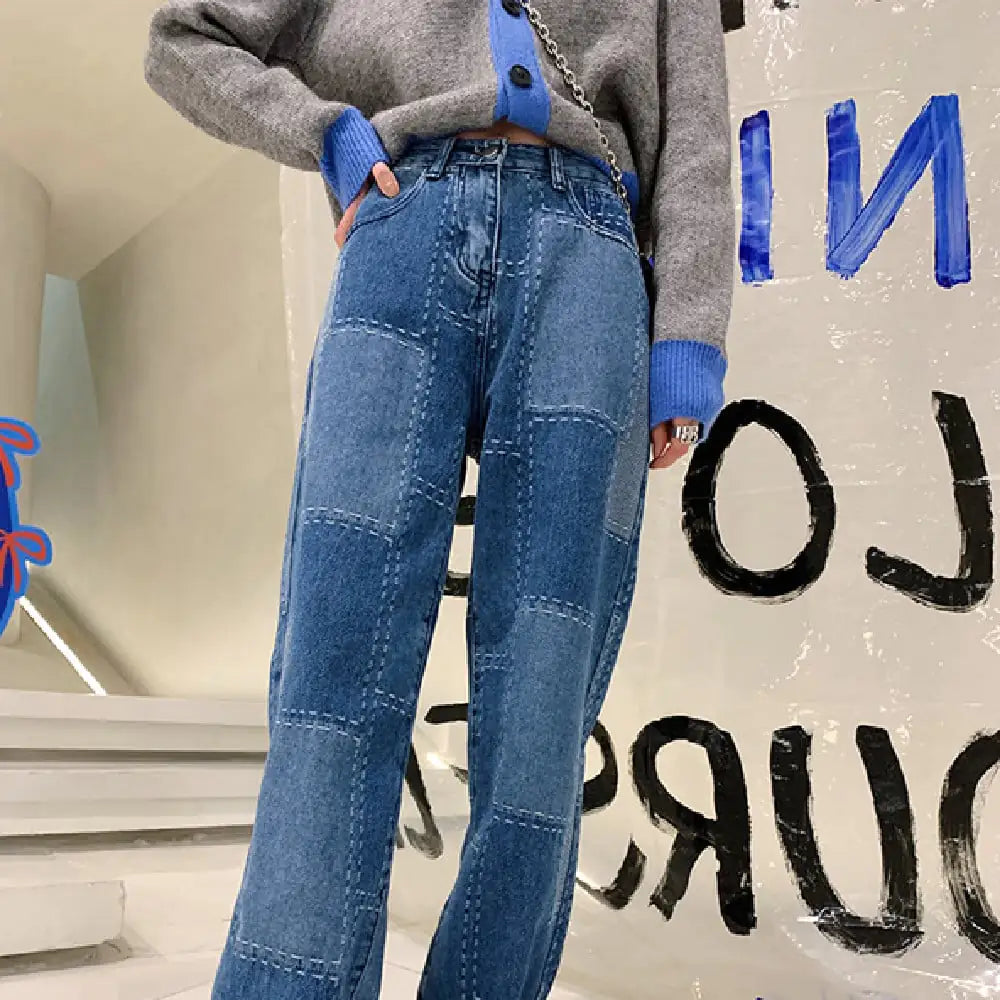 Retro Denim Wide-Leg Pants for Women