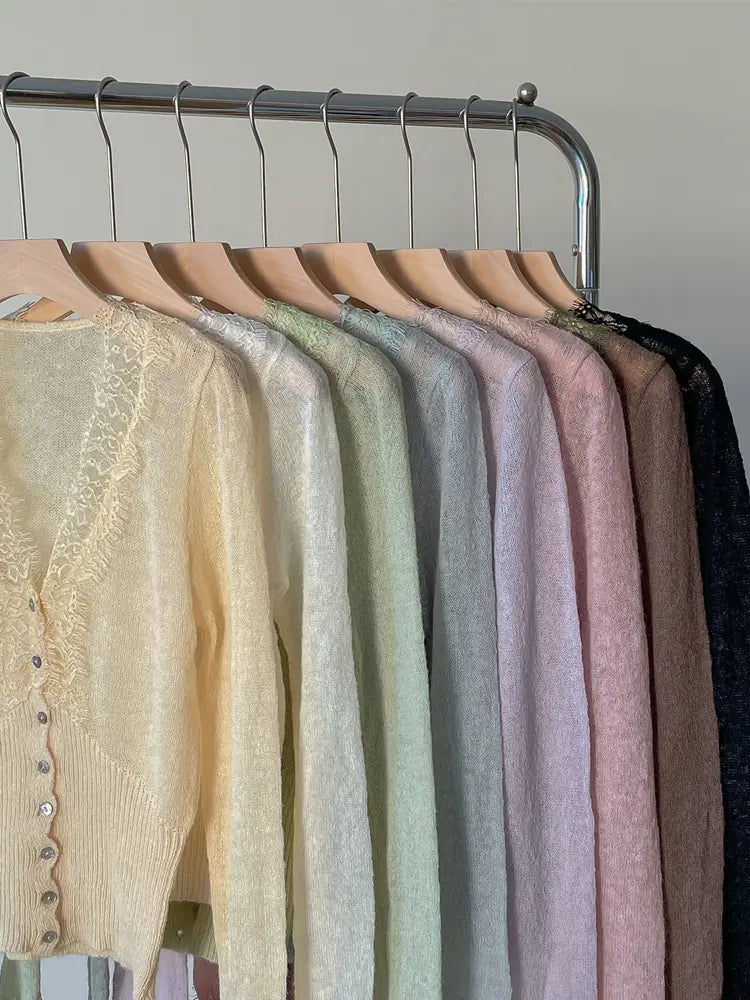 Chic Vintage Lace Knitted Cardigan Sweater for Women