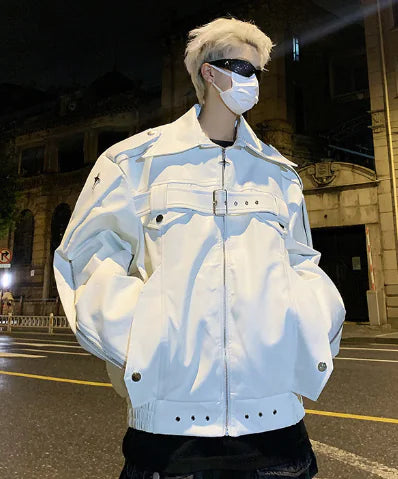 Oversized Faux Leather Jacket for Men - Stylish Design