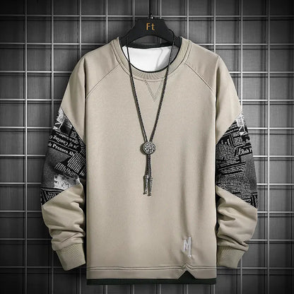 Men's Long-Sleeved Casual Sweater - Trendy Round Neck