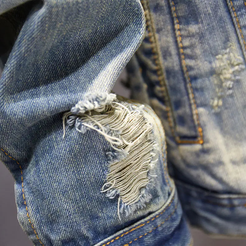 2023 Oversized Distressed Denim Jacket for Men