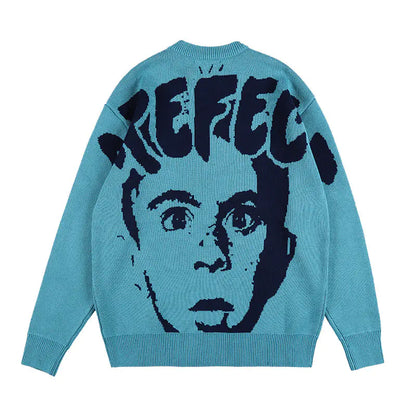 Oversized Round Neck Knit Sweater for Men