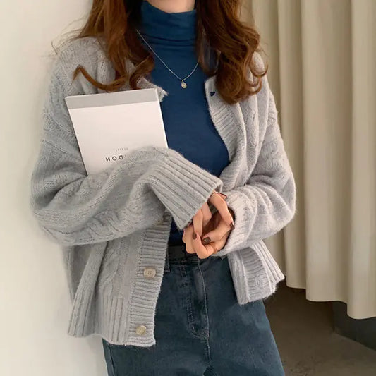 Elegant Vintage Knit Cardigan for Women - Autumn Fashion