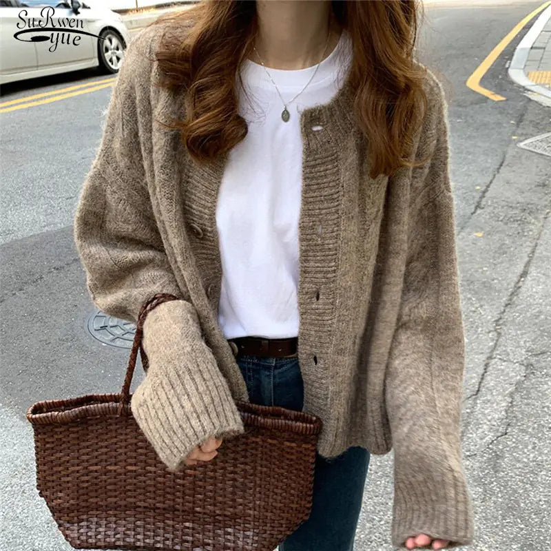 Elegant Vintage Knit Cardigan for Women - Autumn Fashion