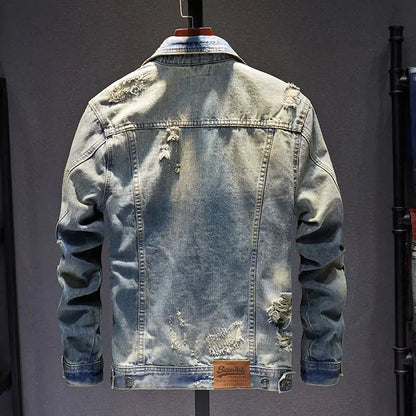 2023 Oversized Distressed Denim Jacket for Men