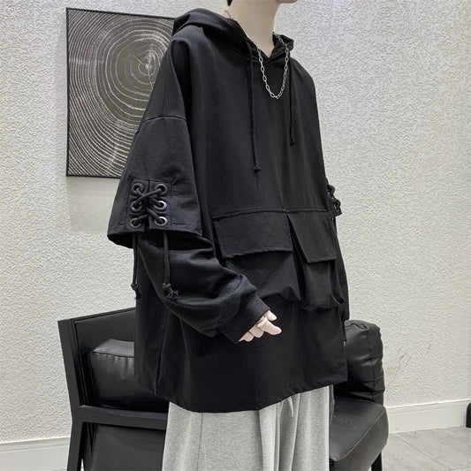 Men's Hooded Cargo Pocket Hoodies - Harajuku Streetwear