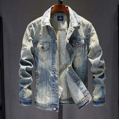 2023 Oversized Distressed Denim Jacket for Men