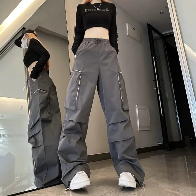 Black Casual Loose Straight Pants for Women