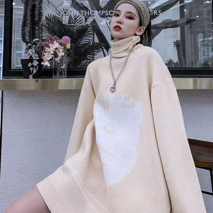 Oversized High Neck Knit Sweater for Men