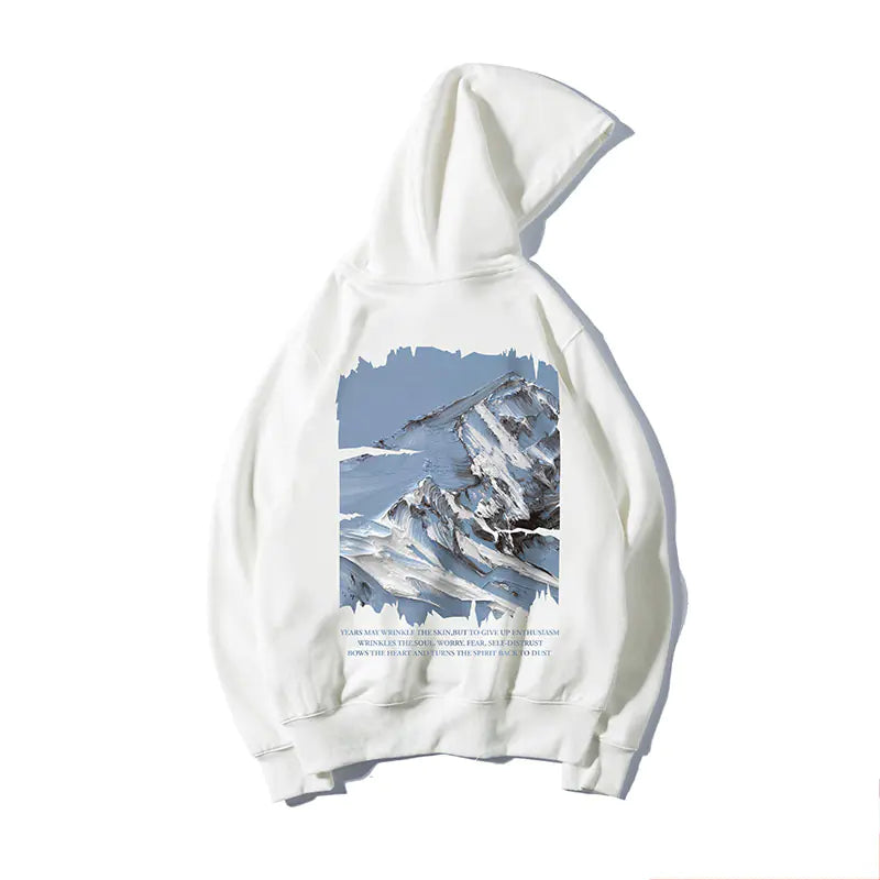 Autumn Snow Mountain Graphic Oversized Hoodie for Men