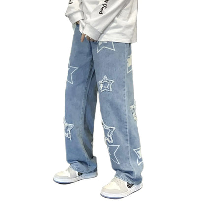 Y2K Baggy Jeans for Men Star Graphic Hip Hop Pants Loose fit