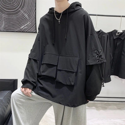 Men's Hooded Cargo Pocket Hoodies - Harajuku Streetwear